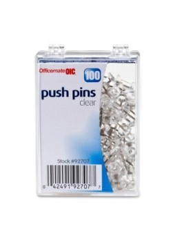 OIC 92707 Plastic Precision Push Pins, Clear, box of 100